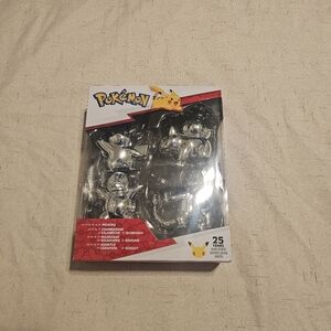 Pokemon 25th Anniversary Edition Silver Figurine Action Figure 4 pack